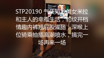 STP20190 气质短发美女米拉和主人的幸福生活，豹纹开档情趣内裤翘屁股灌肠，深喉上位骑乘抽插高潮喷水，搞完一场再来一场